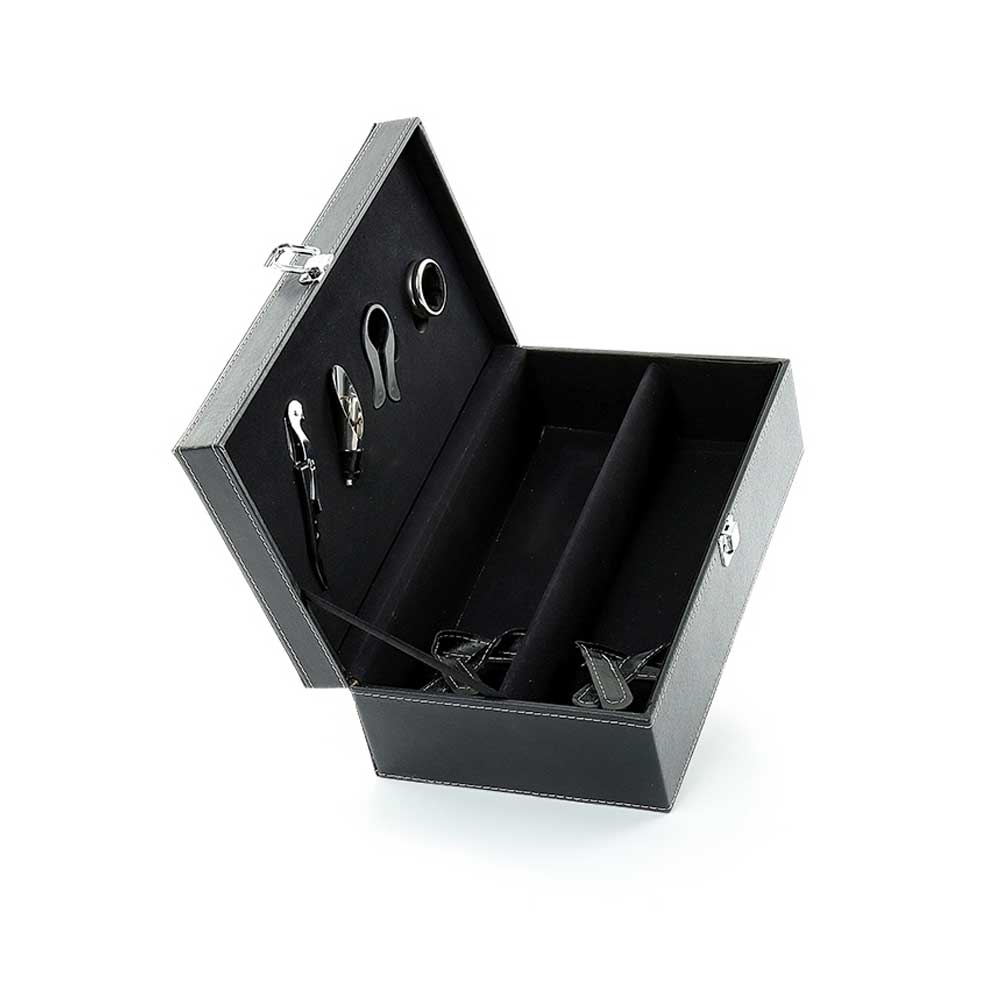 Kit Sommelier 4 Peças com Maleta de Couro