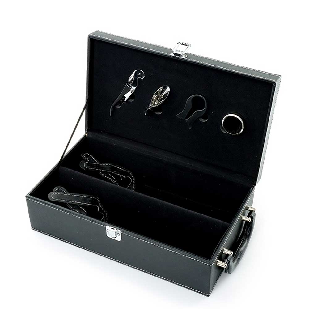 Kit Sommelier 4 Peças com Maleta de Couro
