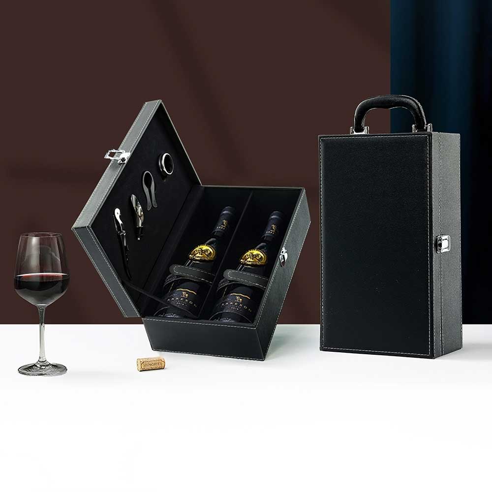 Kit Sommelier 4 Peças com Maleta de Couro