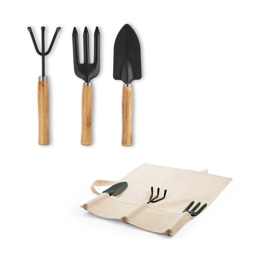 Kit Jardinagem 3 Peças em Metal e Eucalipto