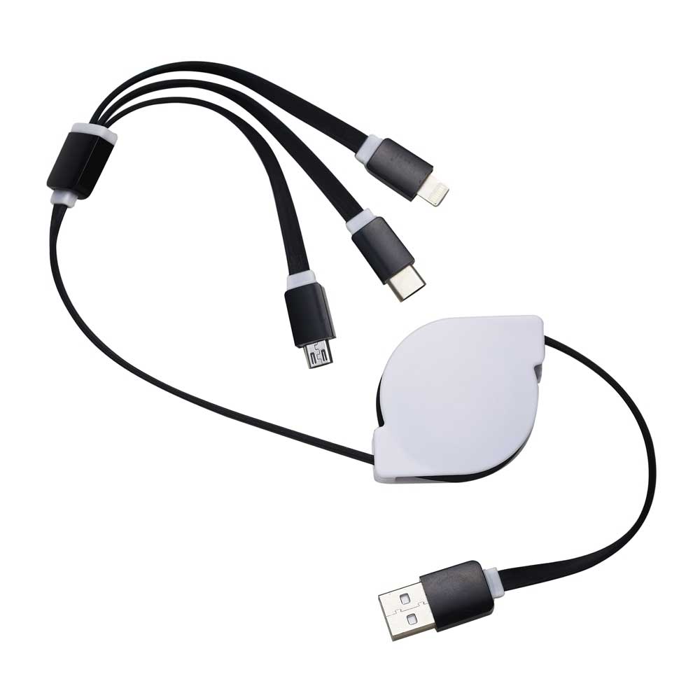 Cabo USB Retrátil Personalizado 3 em 1